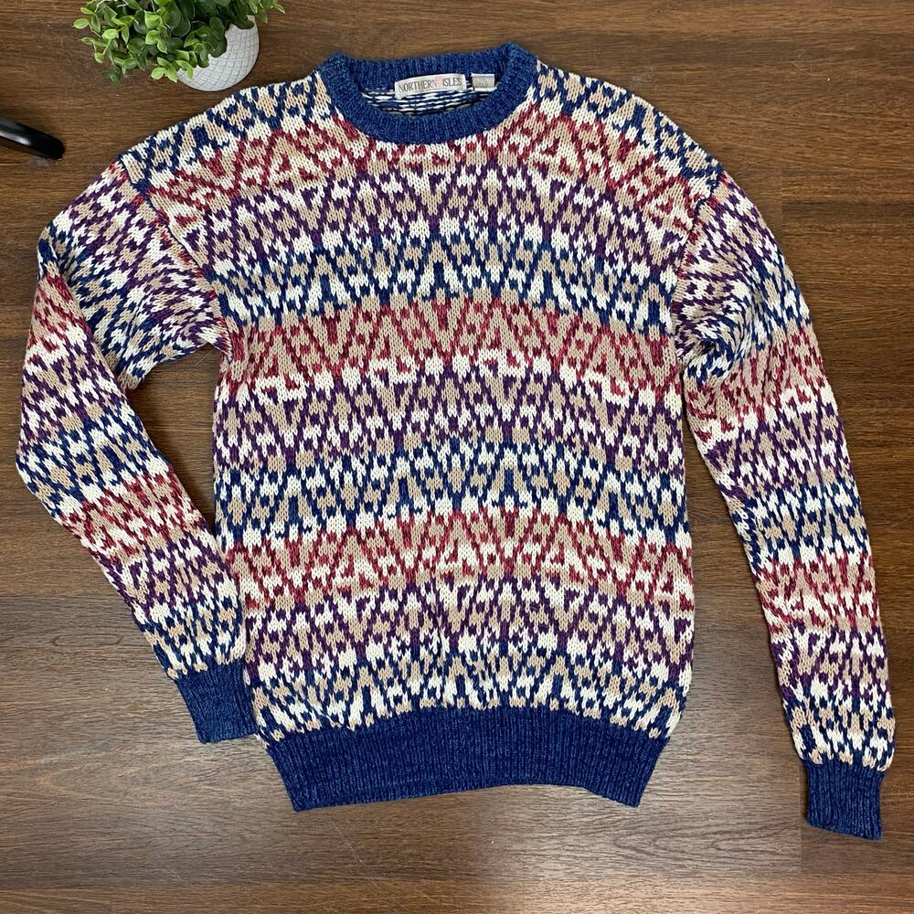 Northern Isles Geometric Knit Sweater Crewneck Grandpa Abstract 90s XL